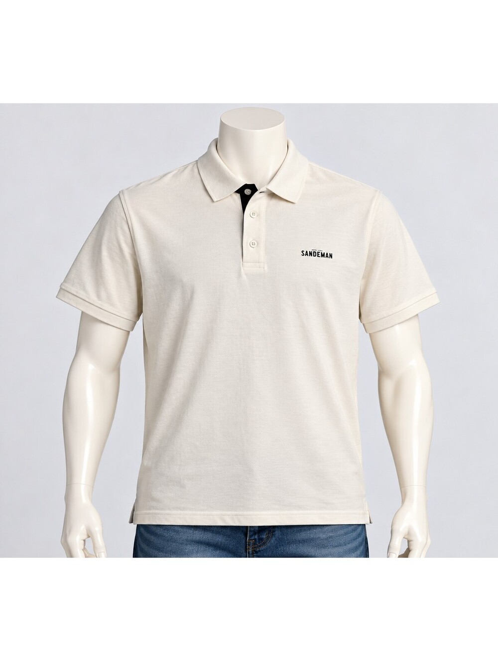 Sandeman White Cotton Polo Shirt Size Medium